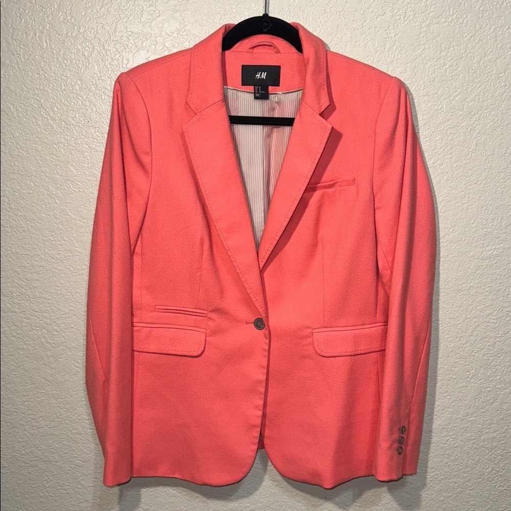 H&M Pink Blazer Women’s Size 10 Tailored Preppy Career Office Jacket